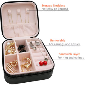 Mini Jewelry Organizer – Stylish and Portable Compact Storage Box for Rings, Earrings, and Necklaces