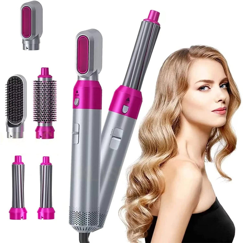 5 In 1 Detachable Hair Dryer Electric Blow Dryer Comb Negative Ion Straightener & Hair Curler