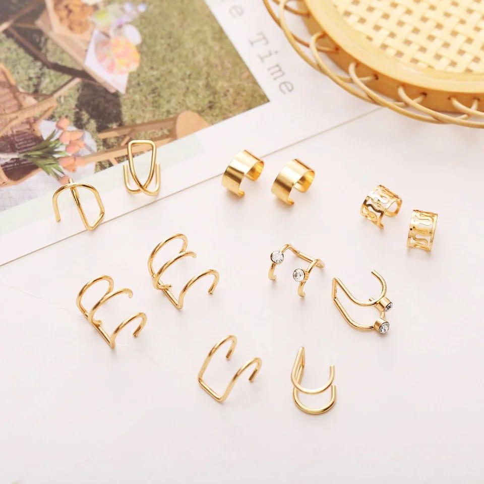 Gold Plate Ear Cuff-Pair of 6