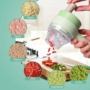 4 In 1 Handheld Electric Vegetable Cutter Wireless Food Processor For Garlic Pepper Chili Onion Celery Ginger Meat With Brush