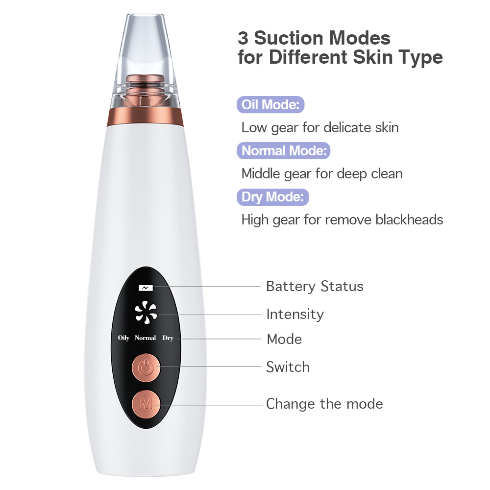 Multi-Functional Rechargeable 6 Suction Heads Blackhead Whitehead Extractor