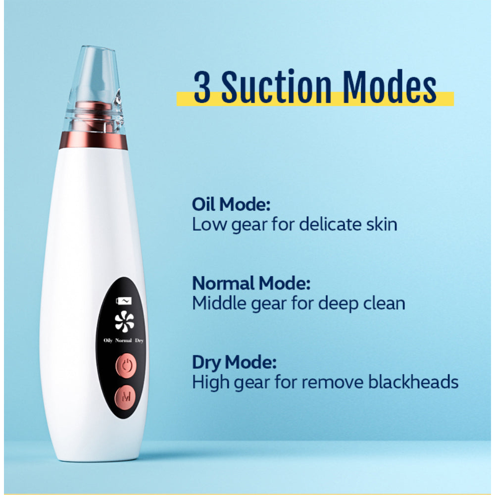 Multi-Functional Rechargeable 6 Suction Heads Blackhead Whitehead Extractor