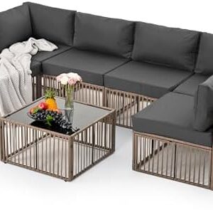 7-Piece Outdoor Patio Conversation Set with Adjustable Seating
