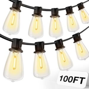 100FT LED Outdoor String Lights with ST38 Bulbs