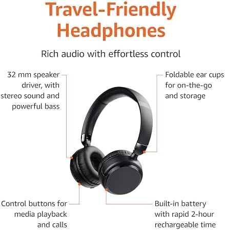 Amazon Basics Wireless On-Ear Headphones with 35-Hour Playtime 2 Amazon Basics Wireless On-Ear Headphones with 35-Hour Playtime - Image 2