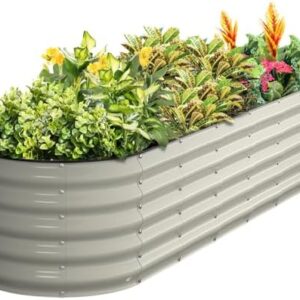 Kesfitt Galvanized Raised Garden Bed Kit – 7-in-1 Modular Planter