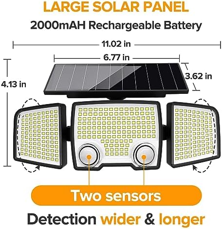 Solar Outdoor Flood Lights – 332 LED Motion Sensor, 2 Pack 3 Solar Outdoor Flood Lights – 332 LED Motion Sensor, 2 Pack - Image 3