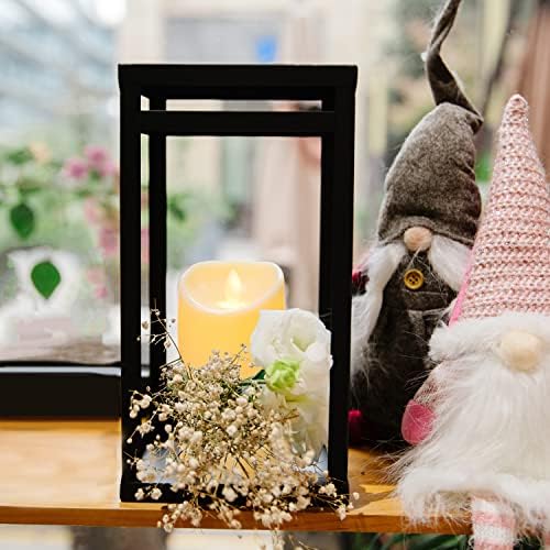 Black Metal Candle Lanterns Set of 2 with LED Candles 4 Black Metal Candle Lanterns Set of 2 with LED Candles - Image 4