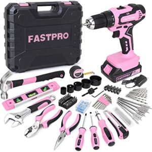 FASTPRO 177-Piece Pink Cordless Drill and Tool Set