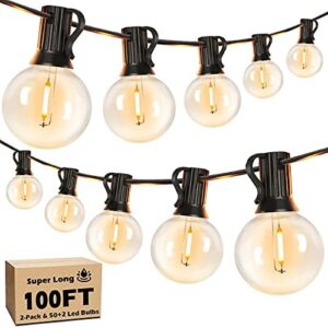 100FT LED Outdoor String Lights with G40 Globe Bulbs