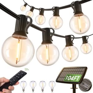 104FT Solar Outdoor String Lights with Remote