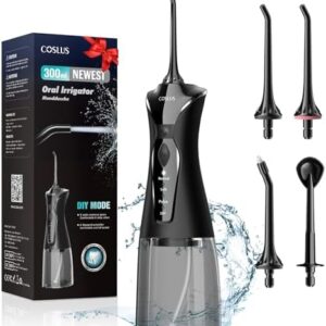 COSLUS Cordless Water Dental Flosser, 4 Modes, 300 mL Tank